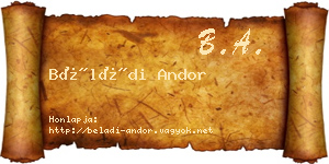 Béládi Andor névjegykártya
